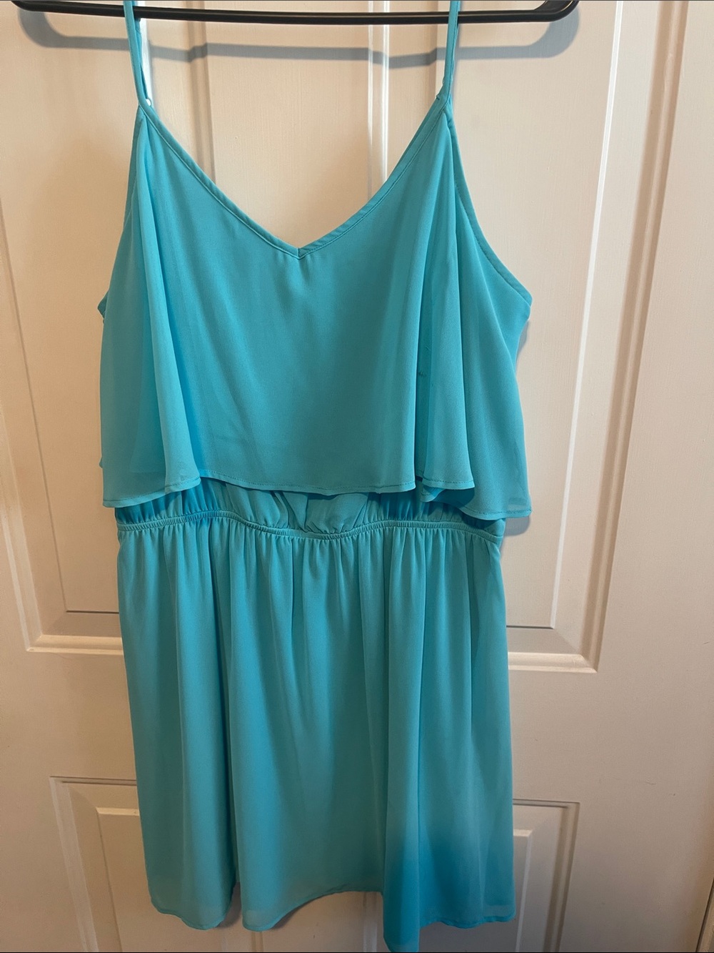 Express Teal Blue Spaghetti Strap Layered Sundress